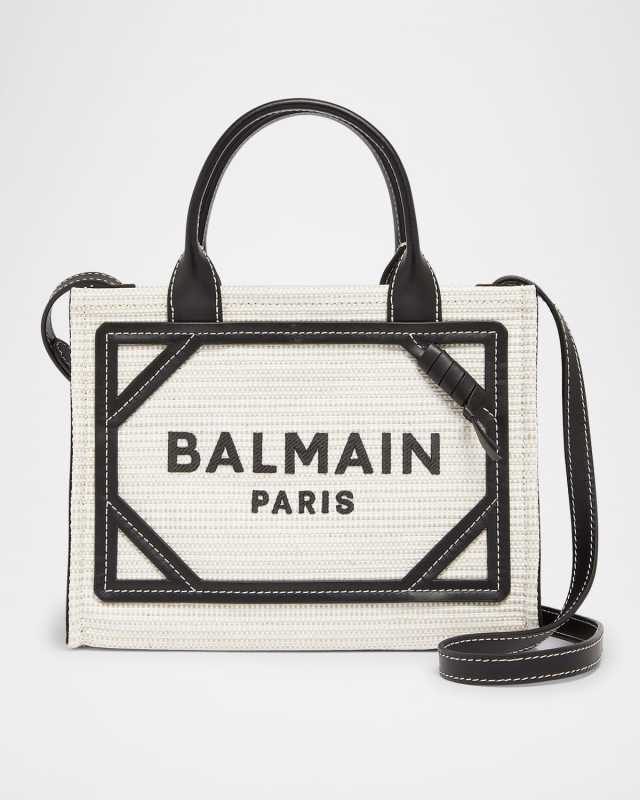 B-Army Medium Shopper Tote Bag in Raffia and Leather